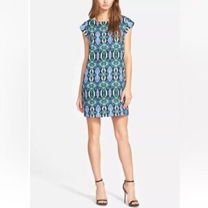 Sam Edelman Green Blue Geometric Snake Printed Drees - Size S